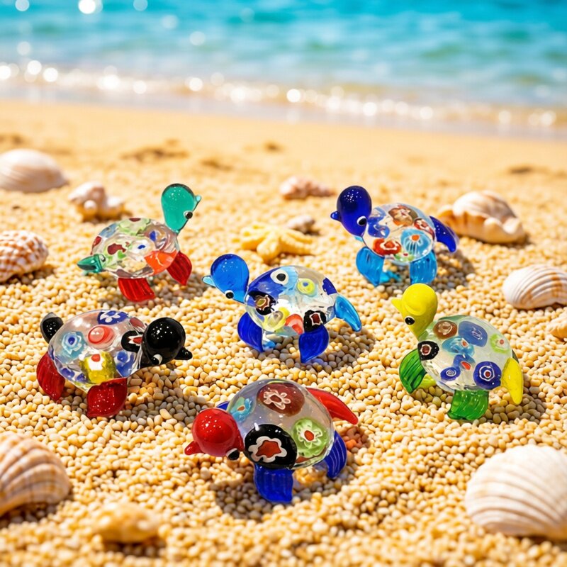 Marine Aquarium Europe - Creativo adorable cristal tortuga figurillas miniaturas
